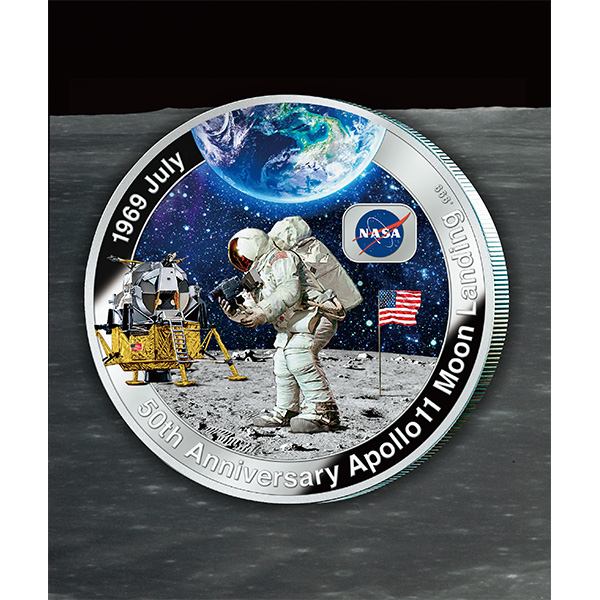 アポロ11号 月面着陸50周年記念　純銀製 大型プルーフ貨幣