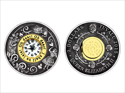 Treasure Island 商品一覧 不思議の国のアリス150周年 時計付き 2オンス記念銀貨