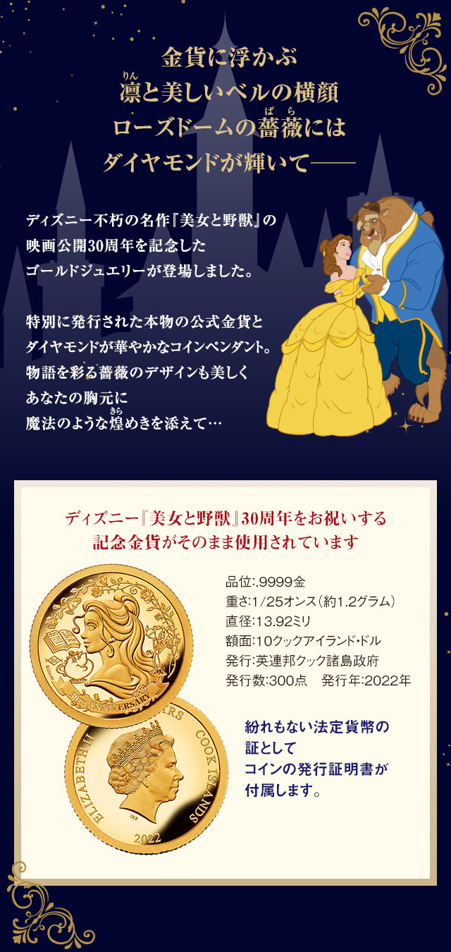 スワロフスキーディズニー 美女と野獣30周年記念硬貨　限定999セット品！