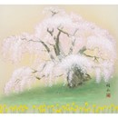 白木結衣筆 絹本肉筆画「爛漫 三春の滝桜」