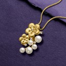 天皇陛下 御即位 1周年記念〈梅花の寿ぎ〉本真珠とダイヤモンドの18金宝飾ペンダント
