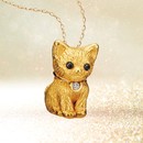 ＜純金の子猫＞ダイヤモンド入り24金製宝飾ペンダント
