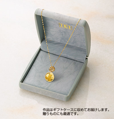 月と子猫の金貨 宝飾純金コインペンダント：I・E・I オリジナル 
