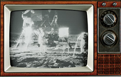 月面着陸の様子はテレビを通じて全世界に生中継された