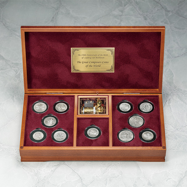 ベートーヴェン生誕250周年記念　偉大なる音楽家 歴史的貨幣コレクション 全11点　オルゴール展示ケース付き豪華セット