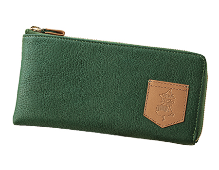 【MOOMIN】スナフキン 森のレザーウォレット 北欧エルク革でつくった深い緑の長財布【インペリアル・エンタープライズ】