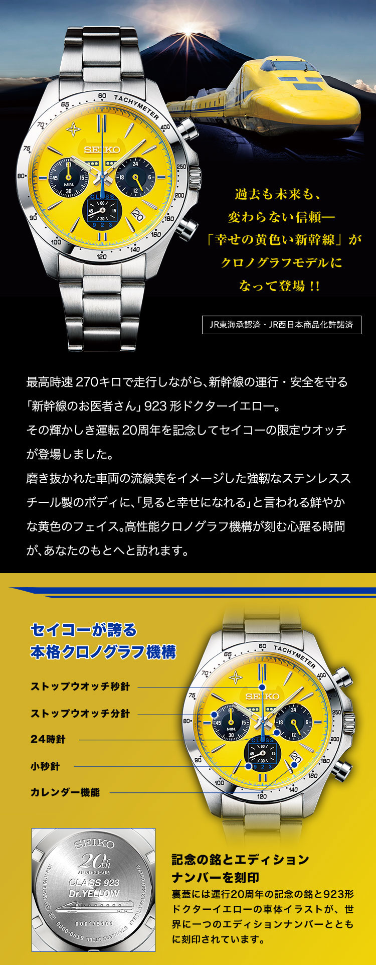 セイコー 923形ドクターイエロー 運行20周年記念ウオッチ／プレミアム