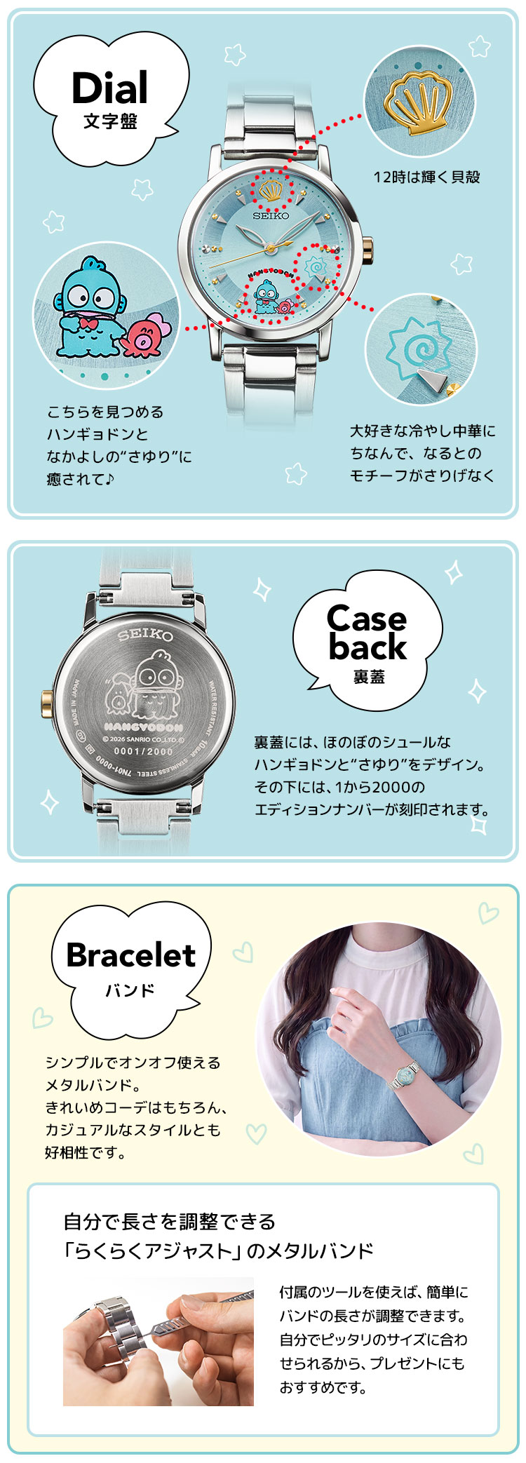 Dial 文字盤／Caseback 裏蓋／Bracelet バンド